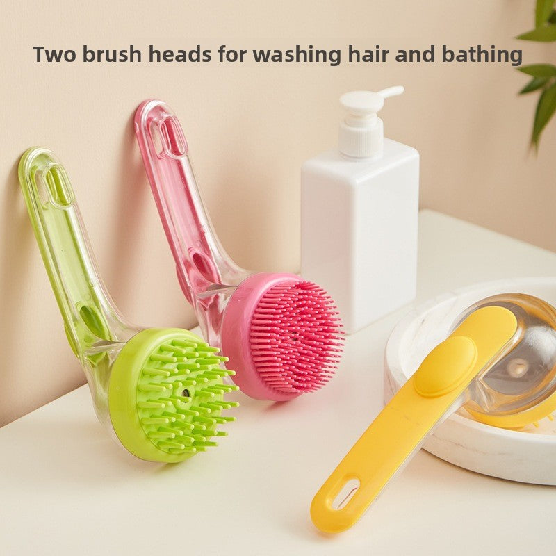 Silicone Shampoo Dispensing Pet Bath Brush – Dual-Purpose Massage Head Scratcher Scrubber