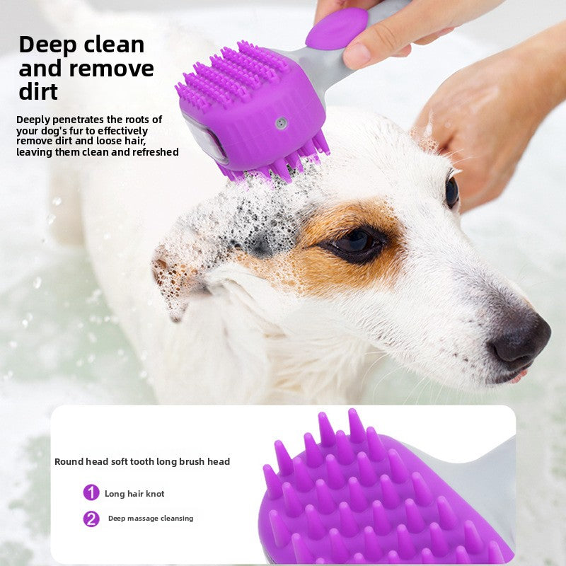 Dual-Sided Silicone 3-in-1 Pet Shampoo Dispensing Massage Grooming Scrubber Bath Brush