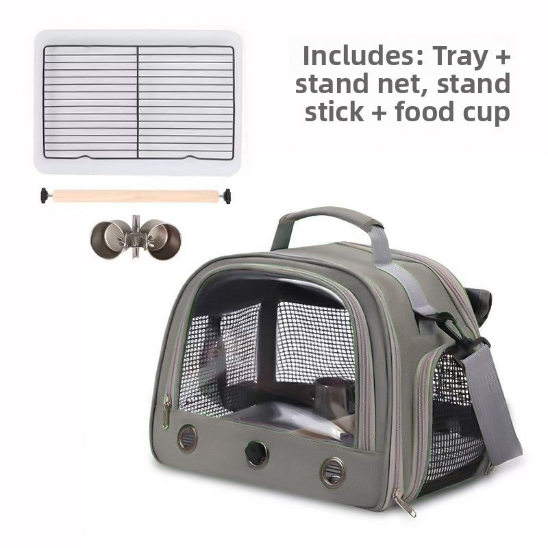 Portable Bird Carrier Shoulder Bag – Breathable Mesh Adjustable Travel Parrot Tote