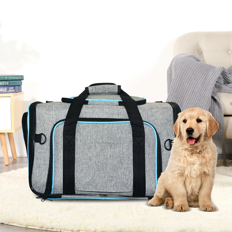 4-Way Expandable Four-Door Pet Carrier – Foldable Breathable Mesh Car Travel Suitcase