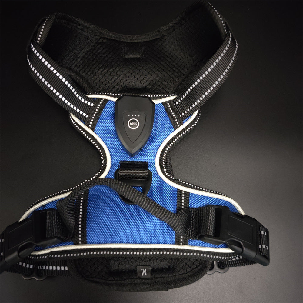 Adjustable LED Luminous Pet Chest Strap – High-Visibility Safety Night Walking Vest