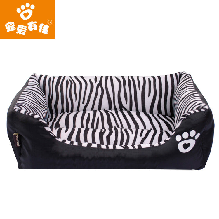 Water-Resistant Oxford Cloth Pet Nest – Rectangular Animal Pattern Cotton Dog Bed