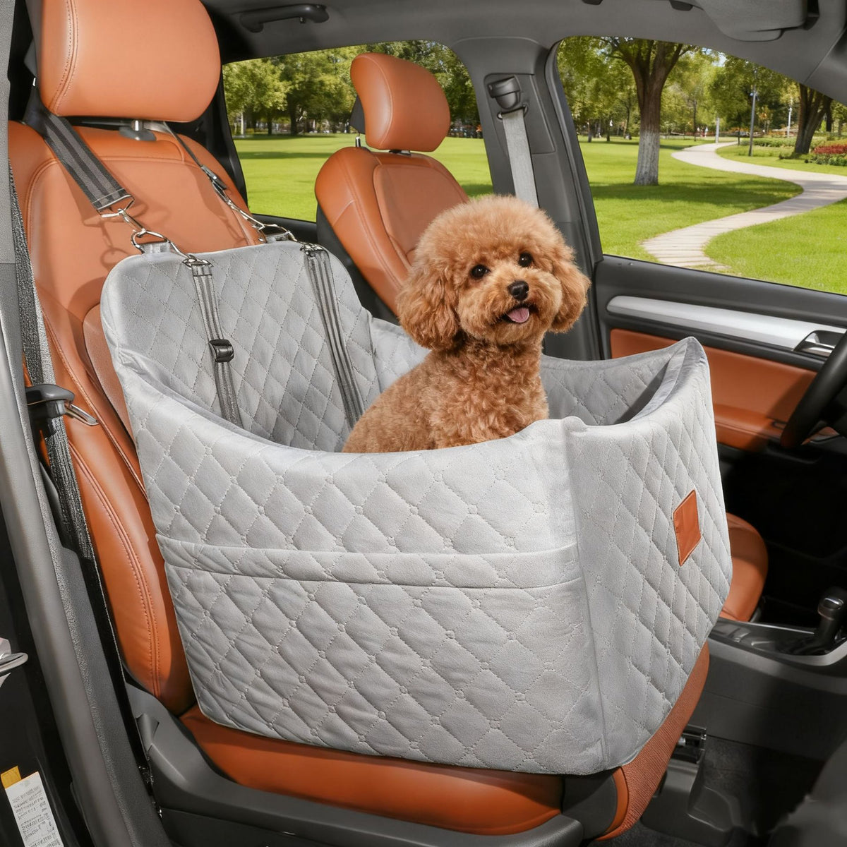 Washable Elevated Base Pet Car Bed – Detachable Breathable Multi-Surface Travel Seat