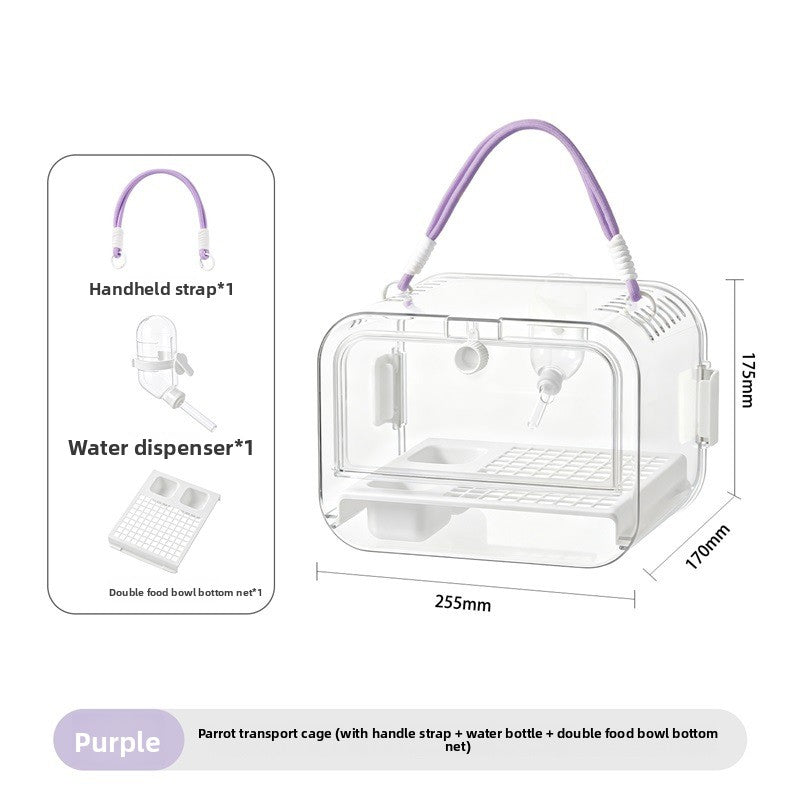 Portable Transparent Travel Bird Cage – 360 Panoramic View Lightweight Flight Carrier