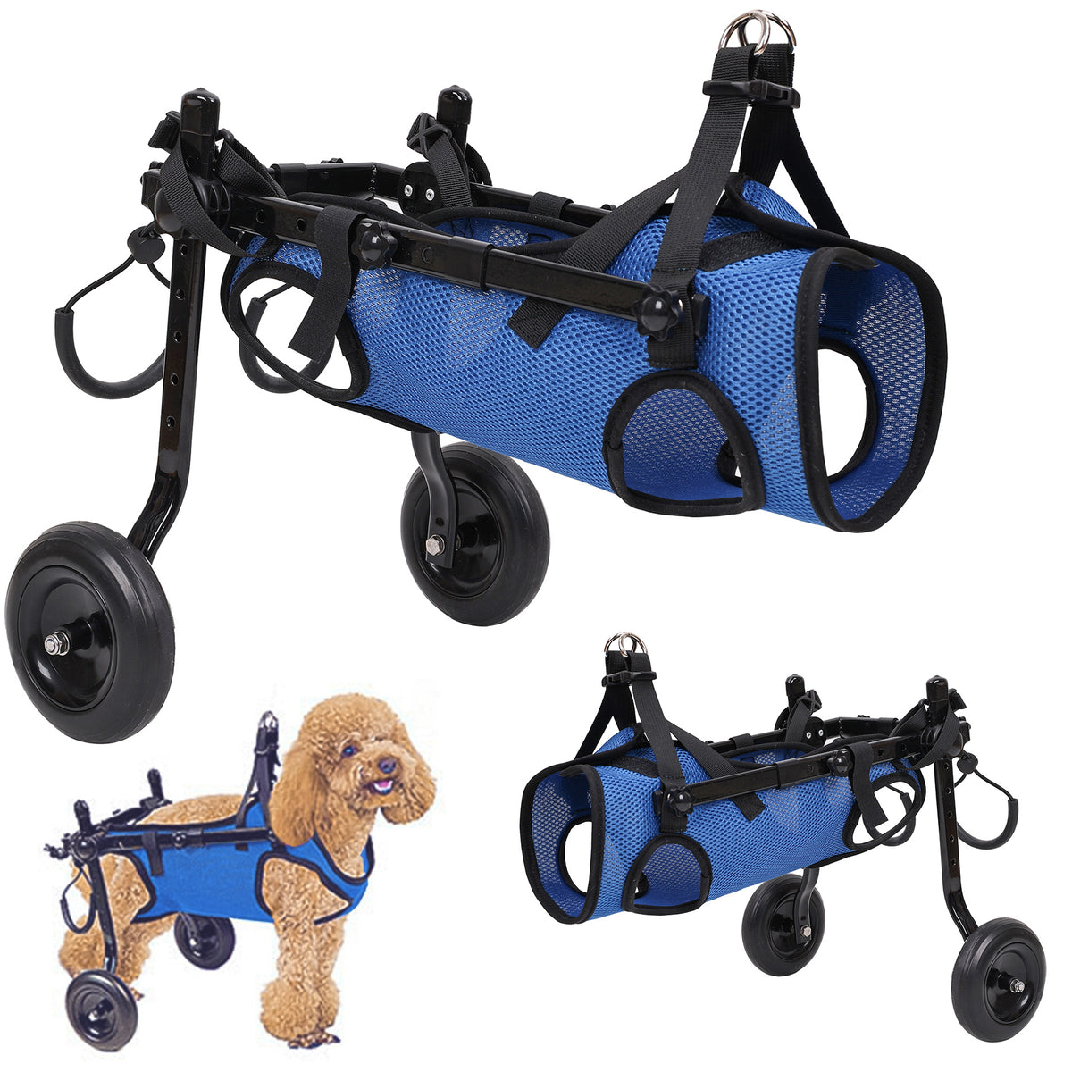 Adjustable Metal Pet Rehabilitation Cart – Foldable Hind Leg Mobility Walking Aid