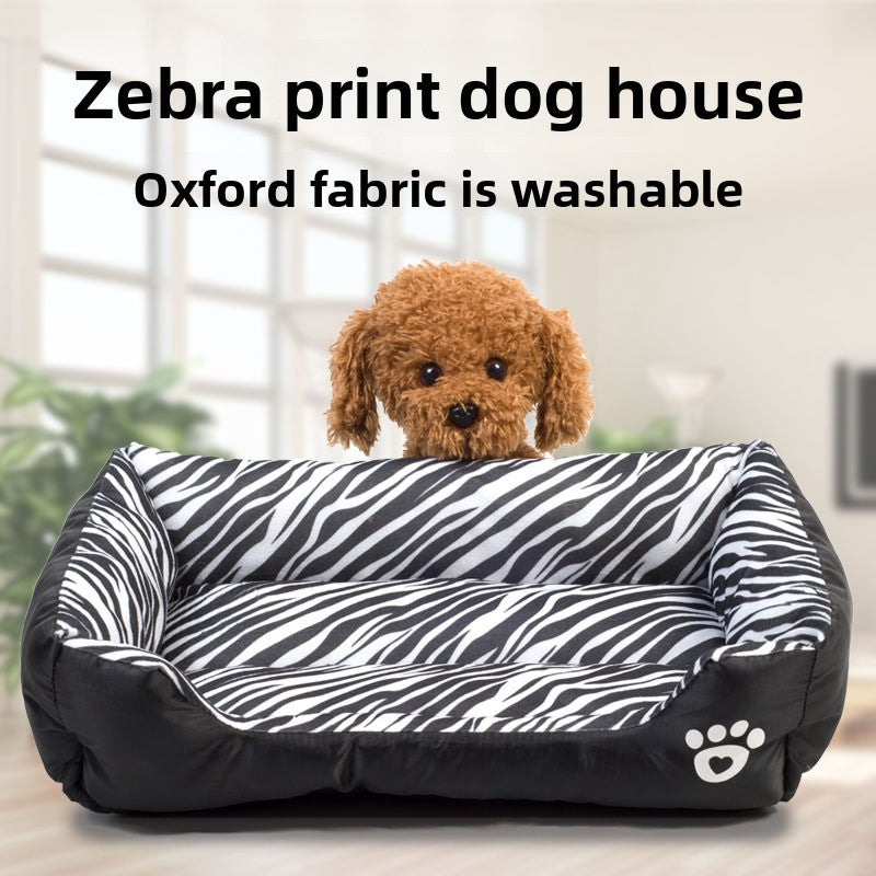 Water-Resistant Oxford Cloth Pet Nest – Rectangular Animal Pattern Cotton Dog Bed
