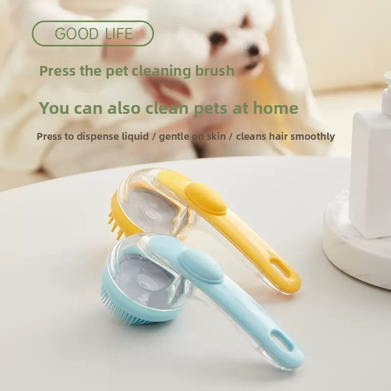Silicone Shampoo Dispensing Pet Bath Brush – Dual-Purpose Massage Head Scratcher Scrubber