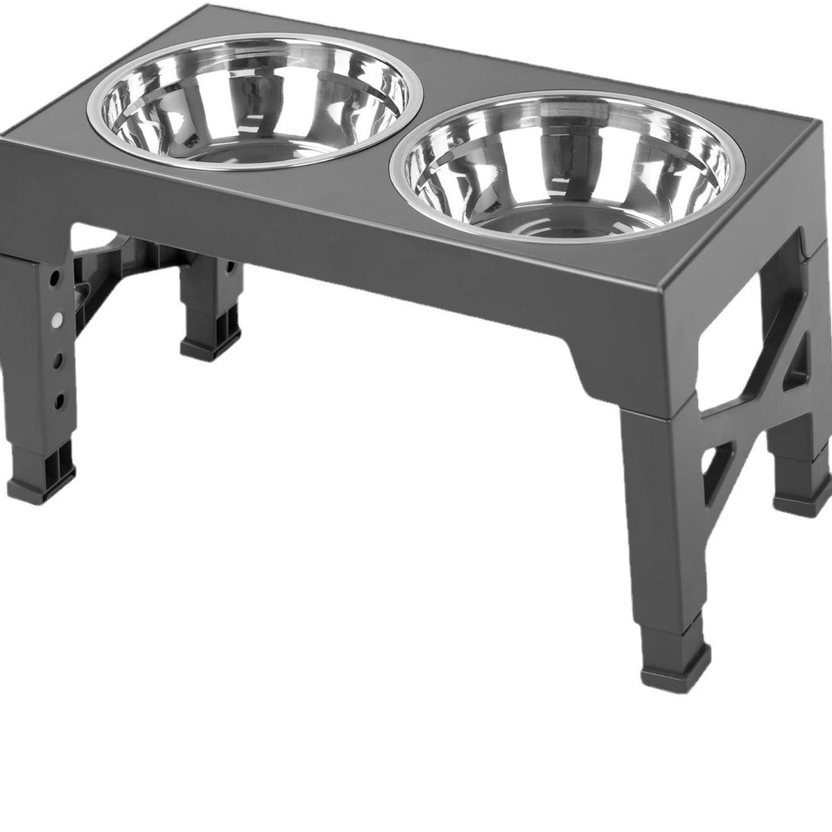 Ergonomic Adjustable Height Elevated Pet Feeder – Dual Stainless Steel Slow Food Station