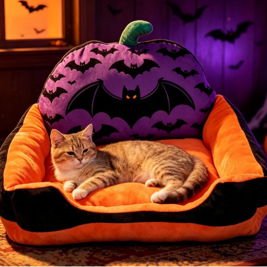 Halloween Spooky Cartoon Pet Sofa Bed – Soft Winter Warm Festive Atmosphere Cushion