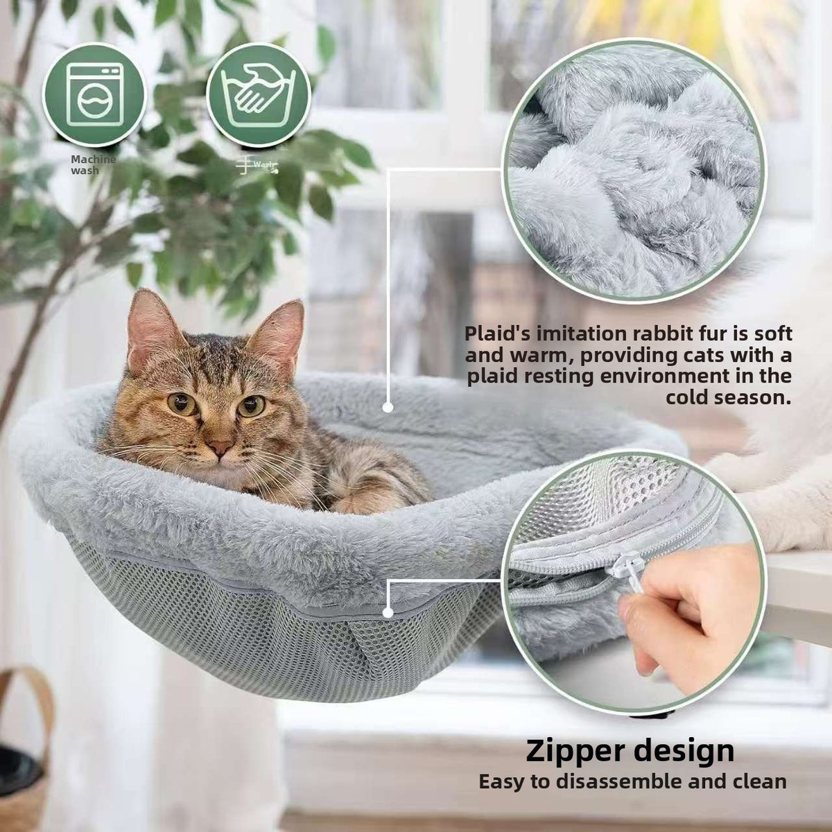 Space-Saving Foldable Cat Desk Hammock – Circular Hanging Cozy Indoor Pet Bed