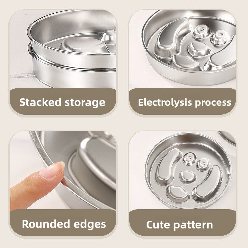 Heavy-Duty Stainless Steel Slow Feeder Bowl – No-Slip Rust-Resistant Anti-Choke Meal Station