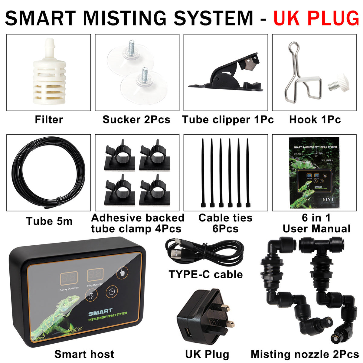 Programmable Reptile Terrarium Misting System – Automatic Smart Timing Humidity Spray Kit