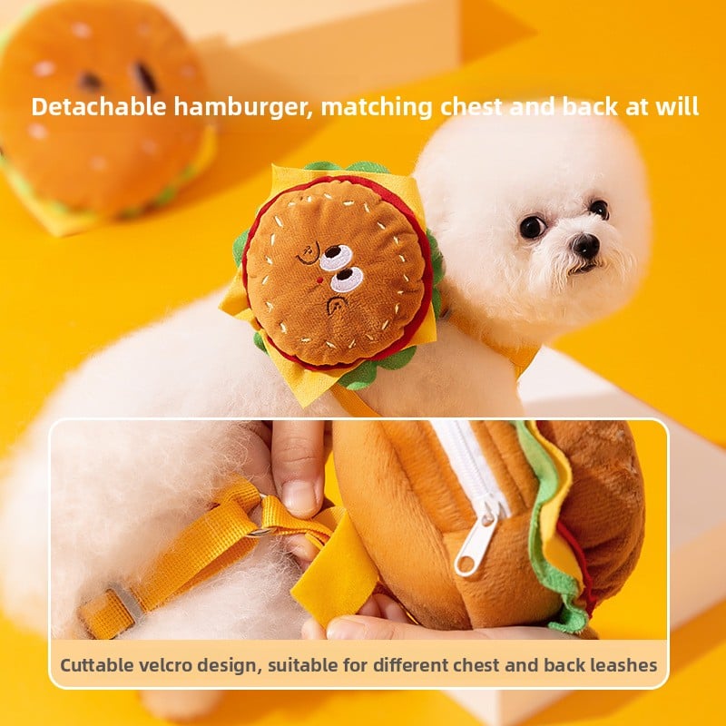 Cute Fast Food Backpack Harness Vest – Whimsical Cat And Dog Safety Walking Set