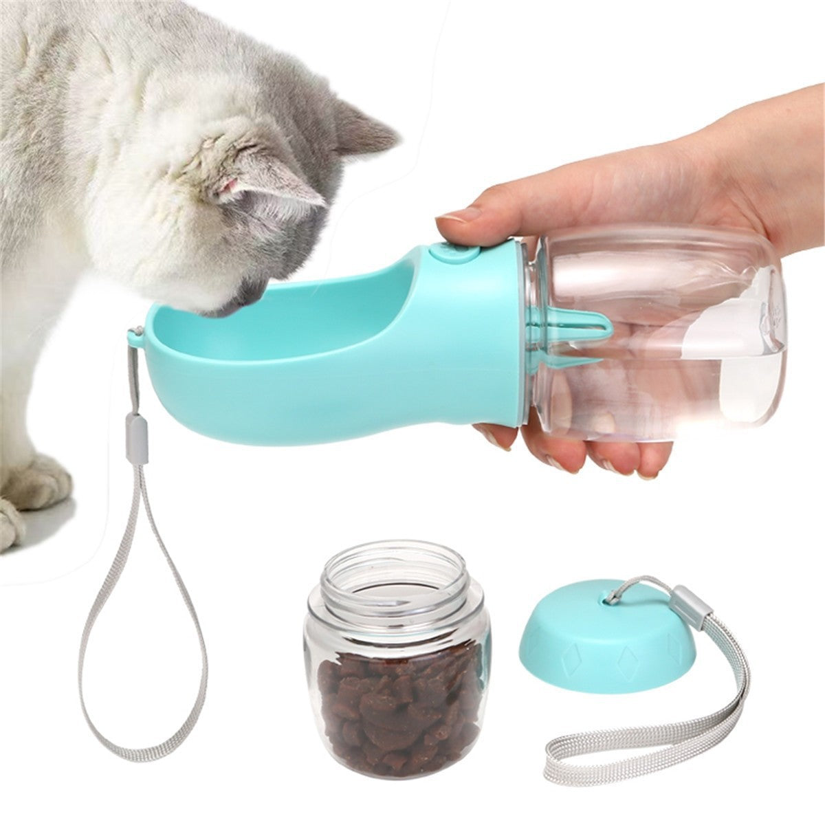 2-in-1 Portable Pet Travel Bottle – Leak-Proof Outdoor Food Water Dispenser Cup