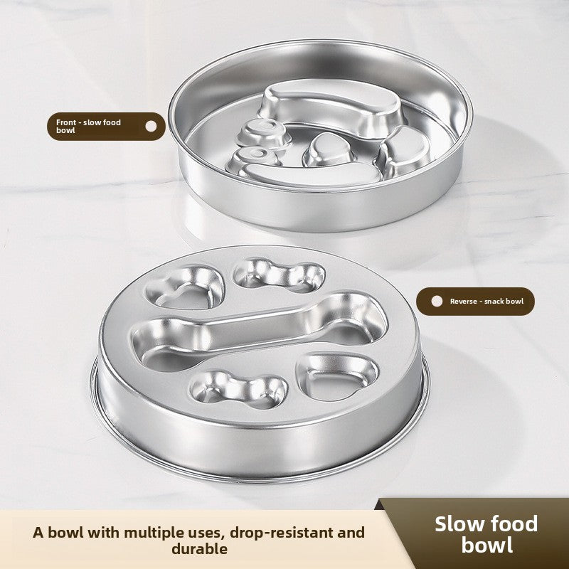 Heavy-Duty Stainless Steel Slow Feeder Bowl – No-Slip Rust-Resistant Anti-Choke Meal Station