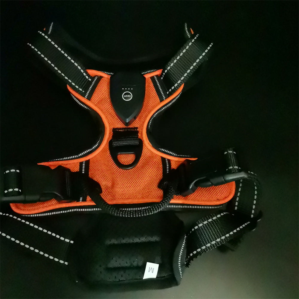 Adjustable LED Luminous Pet Chest Strap – High-Visibility Safety Night Walking Vest