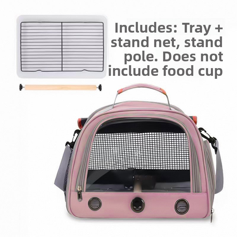 Portable Bird Carrier Shoulder Bag – Breathable Mesh Adjustable Travel Parrot Tote