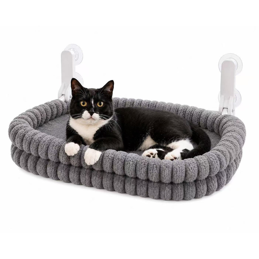 Reversible Window Mount Cat Hammock – Seasonal Plush Mesh Suction Cup Hanging Bed