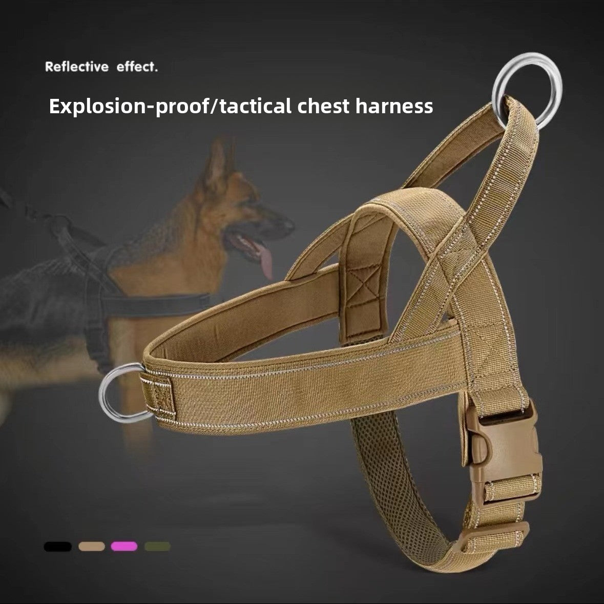 Heavy-Duty Explosion-Proof Tactical Dog Harness – Rugged Training Vest With Safety Collar