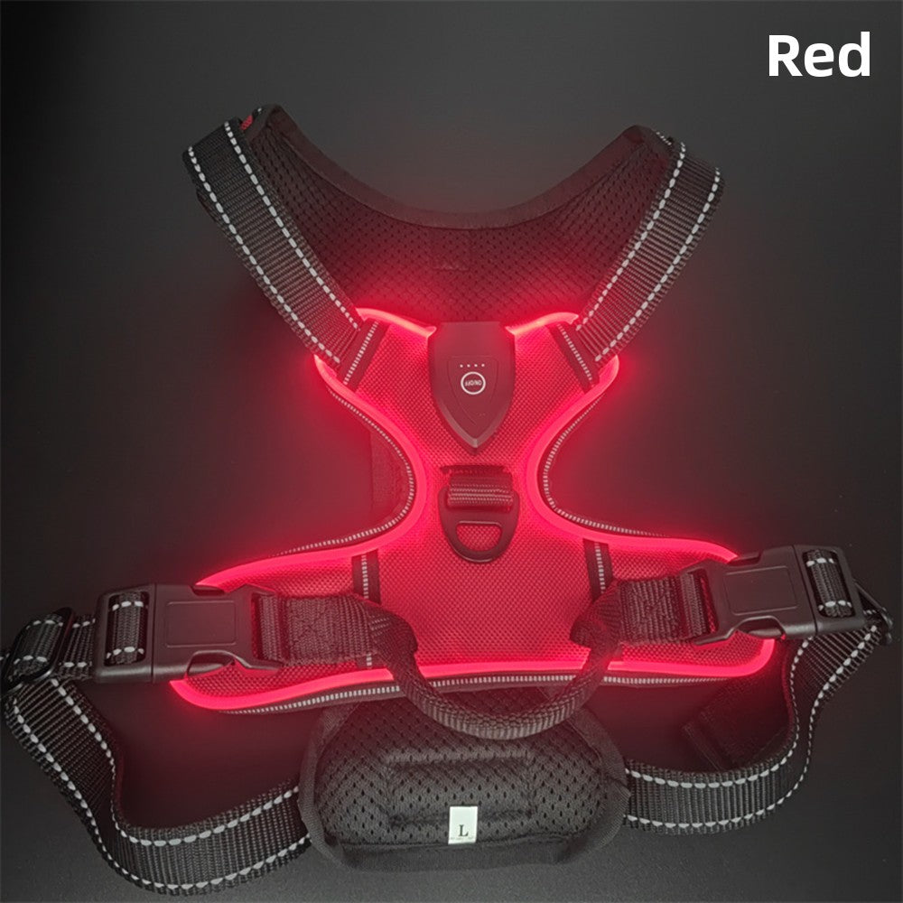 Adjustable LED Luminous Pet Chest Strap – High-Visibility Safety Night Walking Vest