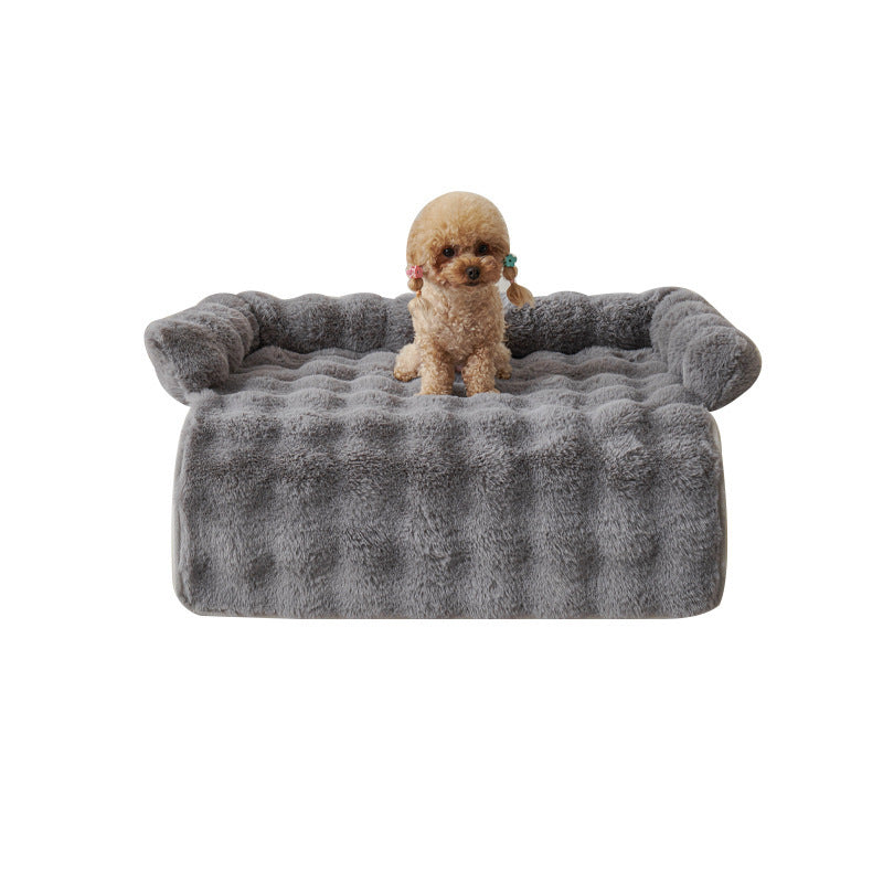 Anti-Anxiety Faux Rabbit Fur Pet Bed Mat – Thickened Winter Warm Non-Slip Rug