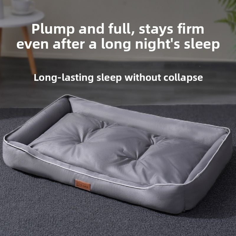 Chew-Resistant All-Seasons Cooling Pet Bed – Urine-Proof Washable Non-Stick Fur Cushion