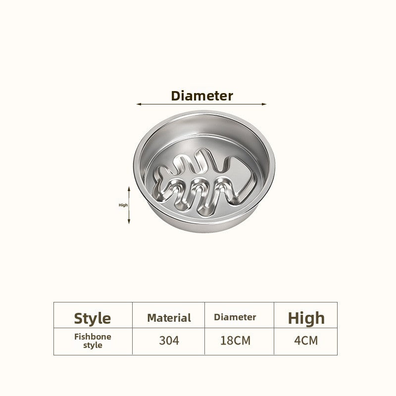 Heavy-Duty Stainless Steel Slow Feeder Bowl – No-Slip Rust-Resistant Anti-Choke Meal Station