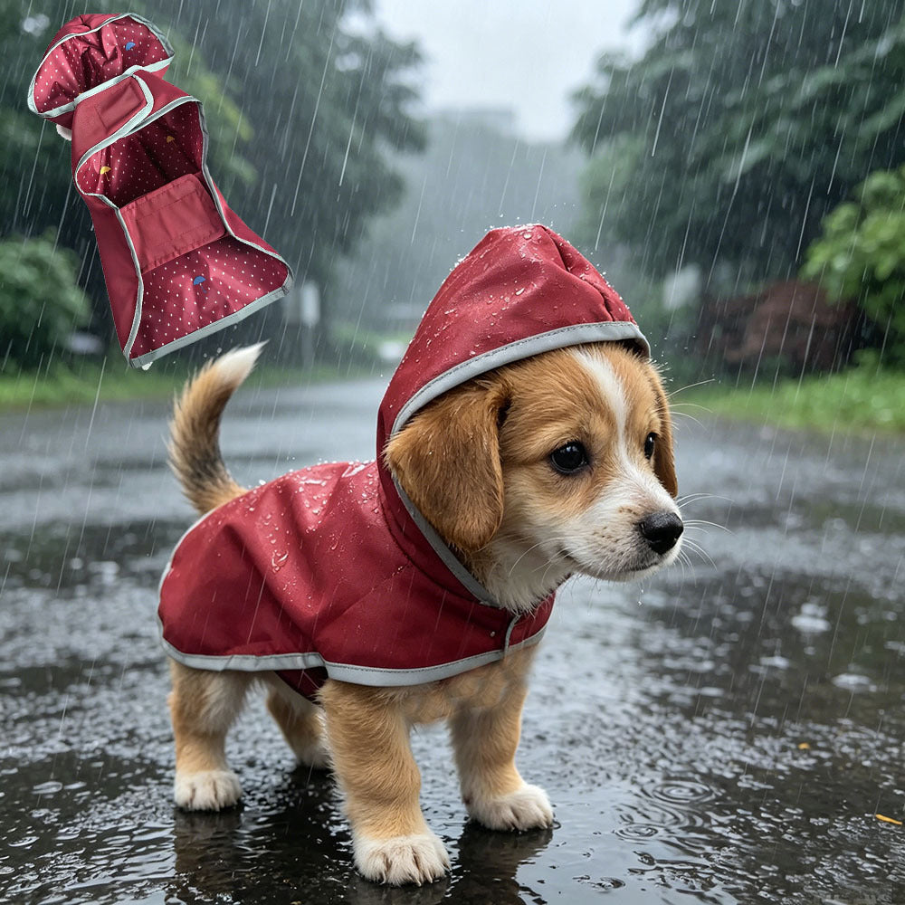 Reversible Reflective Waterproof Pet Raincoat – Adjustable Velcro Dual-Sided All-Weather Storm Jacket