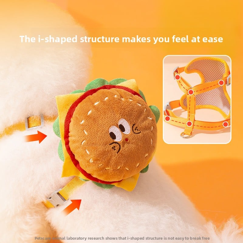 Cute Fast Food Backpack Harness Vest – Whimsical Cat And Dog Safety Walking Set