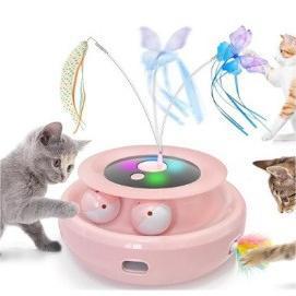 Smart Motorized Automatic Rotating Cat Turntable – Interactive Teaser Wand Hunting Toy
