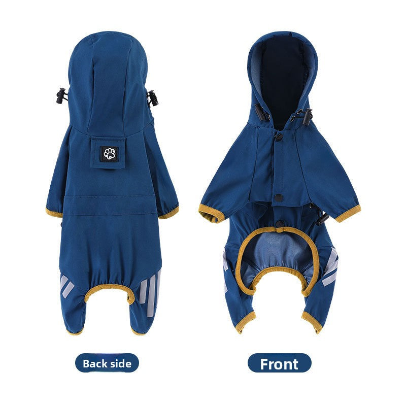 Full-Body Four-Legged Waterproof Dog Raincoat – Integrated Leash Hole Breathable Storm Hoodie