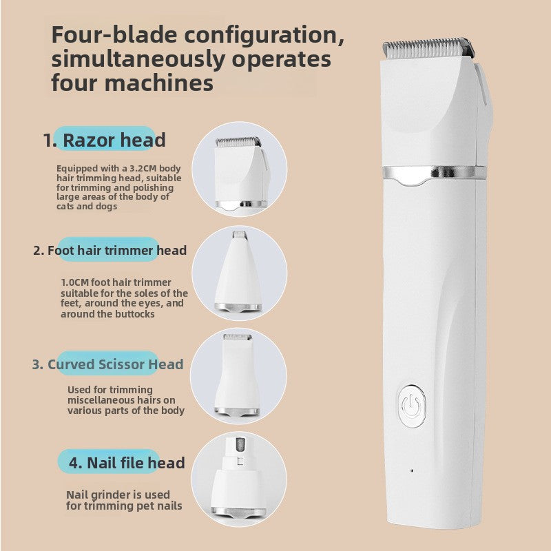 4-in-1 Cordless Pet Grooming Clipper Set – Precision Hair Trimmer And Safety Nail Grinder