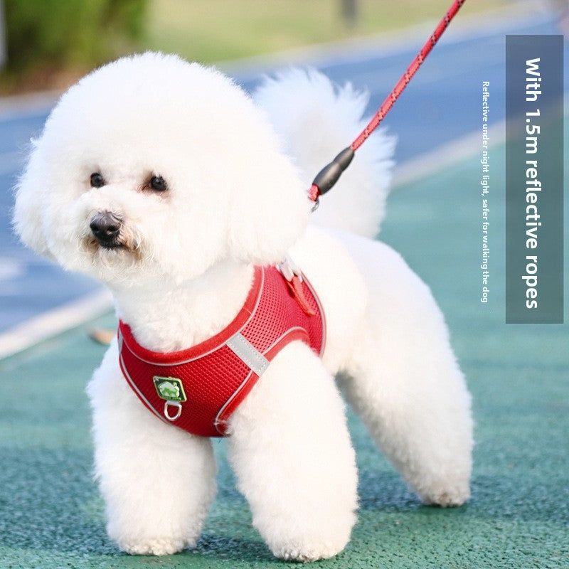 No-Pull Breathable Pet Harness Vest – Adjustable Reflective Night Safety Walking Set