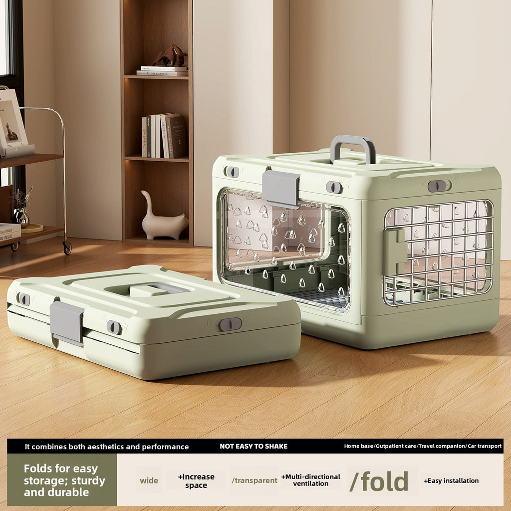 Foldable Thickened Plastic Pet Travel Cage – Space-Saving Airline Approved Multi-Pet Carrier
