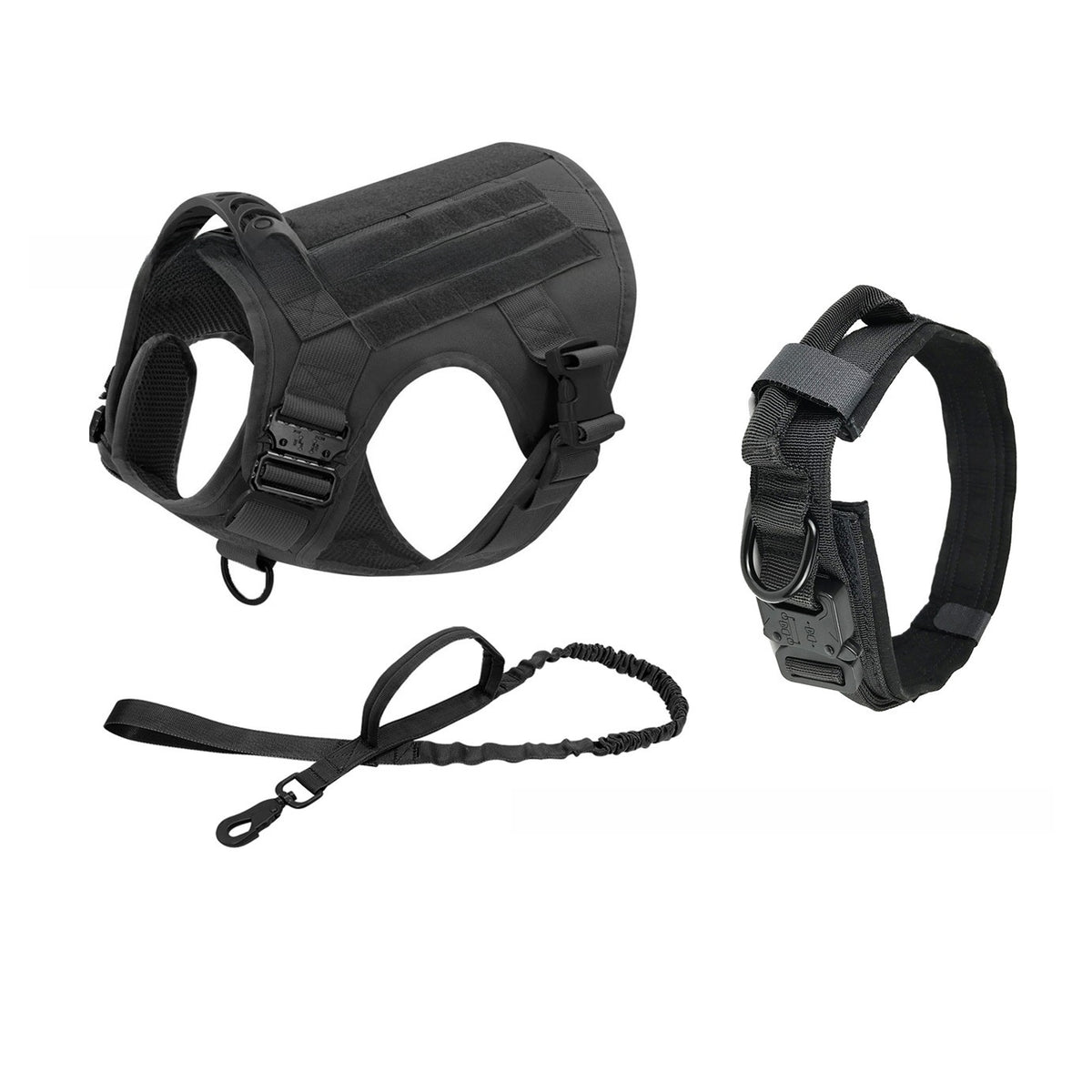 Heavy-Duty Tactical Dog Vest Set – Rugged Training Harness With Leash And Collar