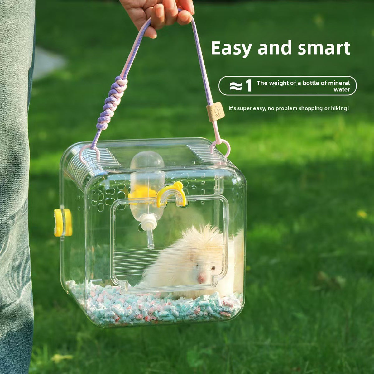 Portable Clear Panoramic Hamster Travel Cage – Lightweight Ventilation Small Pet Carrier