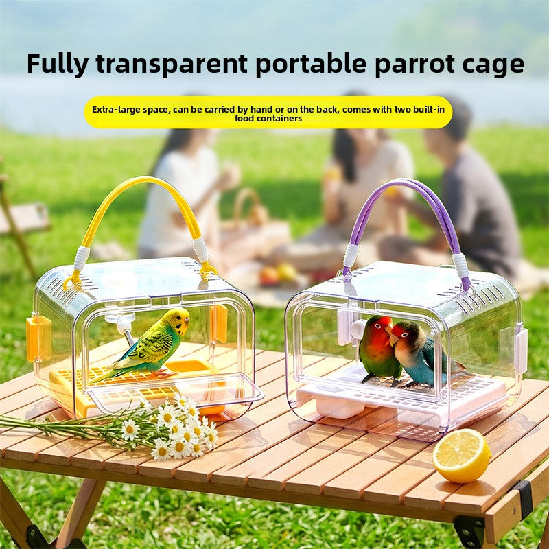 Portable Transparent Travel Bird Cage – 360 Panoramic View Lightweight Flight Carrier