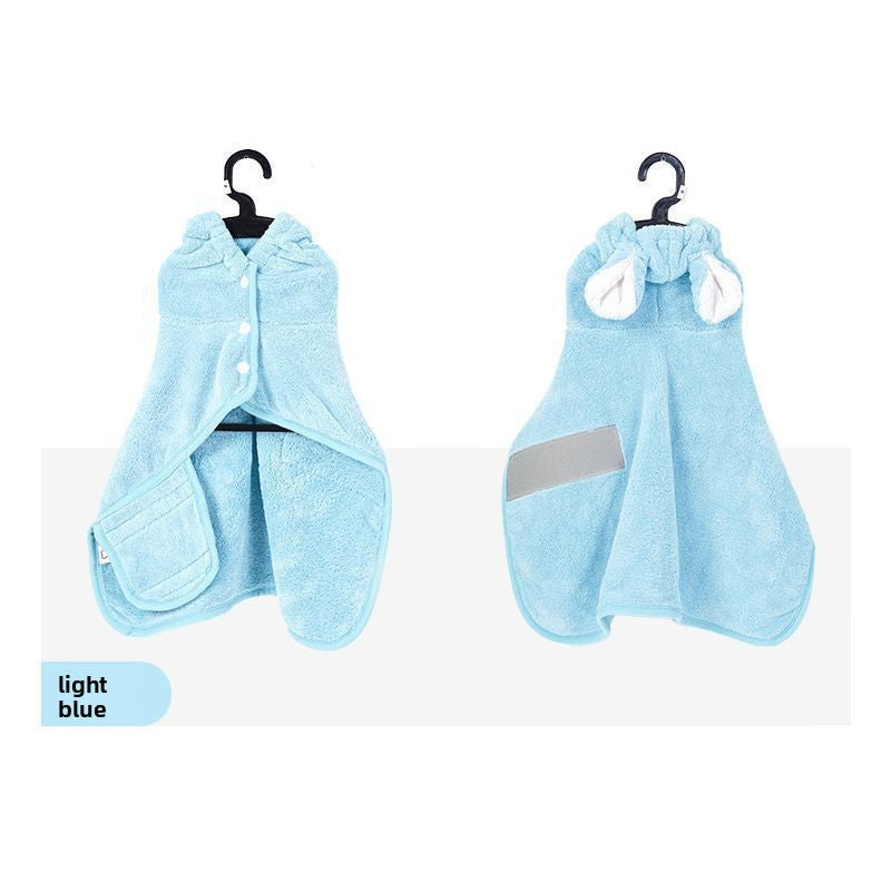 Quick-Drying Hooded Pet Bath Towel – Ultra-Absorbent Soft Coral Fleece Wrap