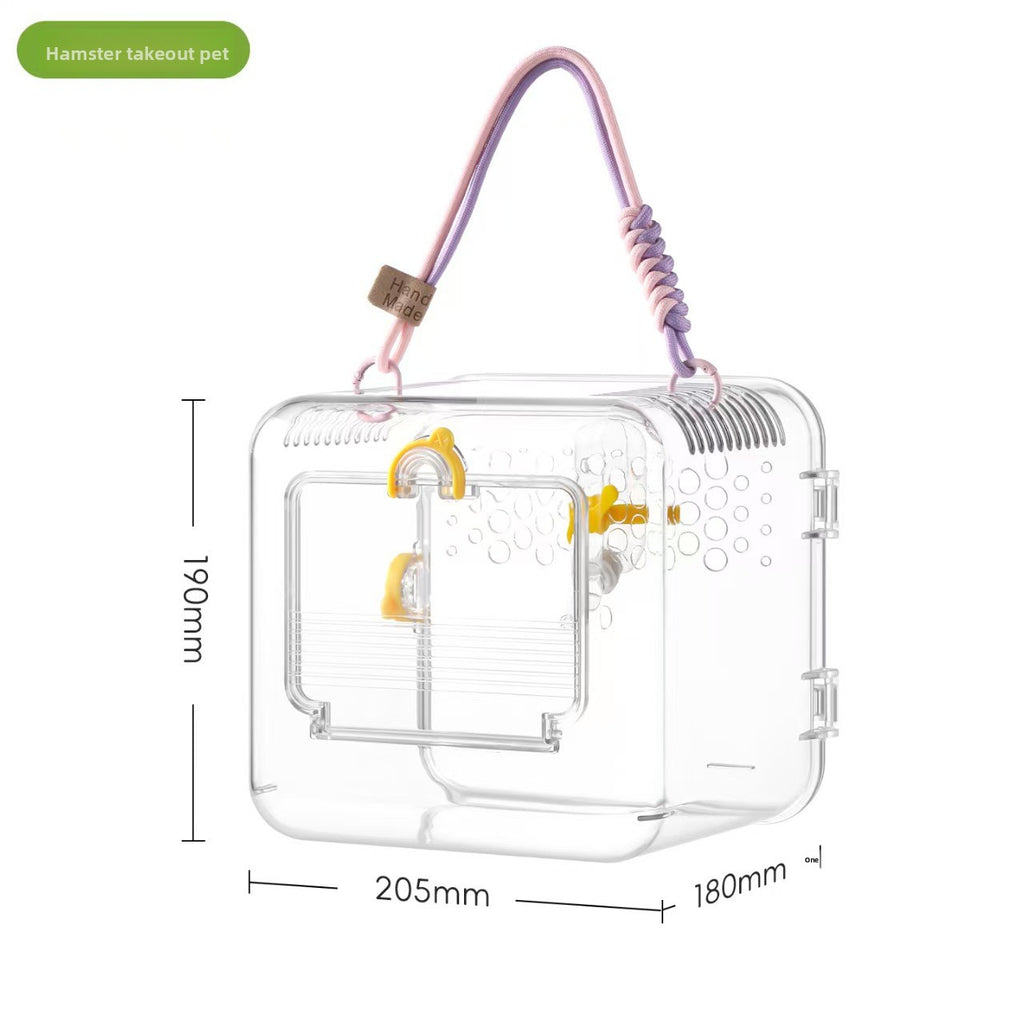 Portable Clear Panoramic Hamster Travel Cage – Lightweight Ventilation Small Pet Carrier
