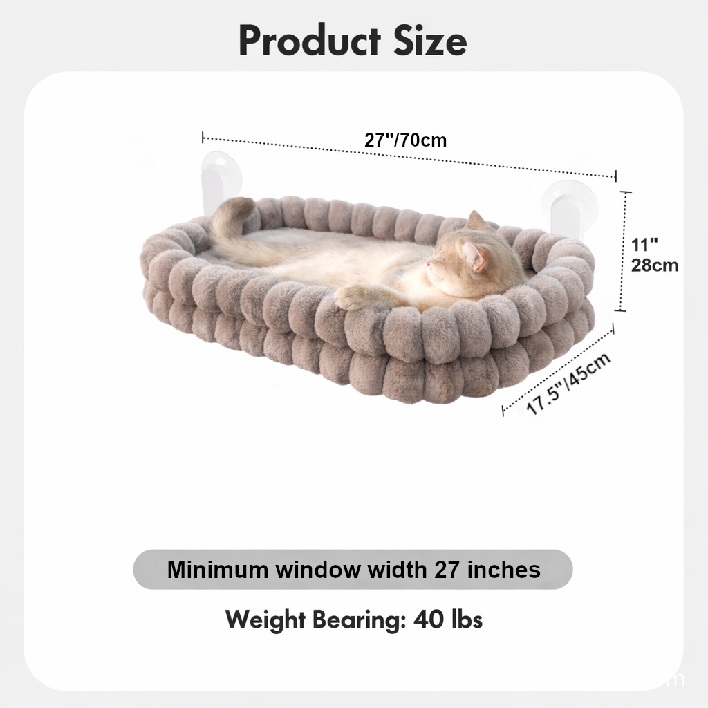 Reversible Window Mount Cat Hammock – Seasonal Plush Mesh Suction Cup Hanging Bed