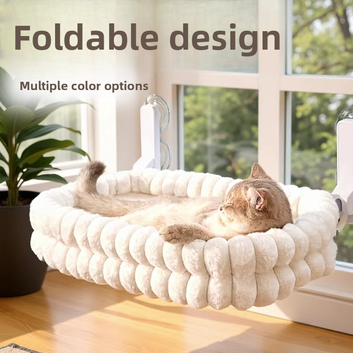 Reversible Window Mount Cat Hammock – Seasonal Plush Mesh Suction Cup Hanging Bed