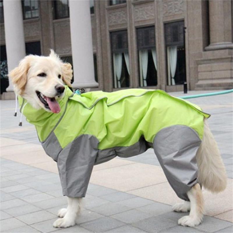 Full-Body Four-Legged Waterproof Dog Raincoat – High-Visibility Reflective All-Weather Storm Hoodie