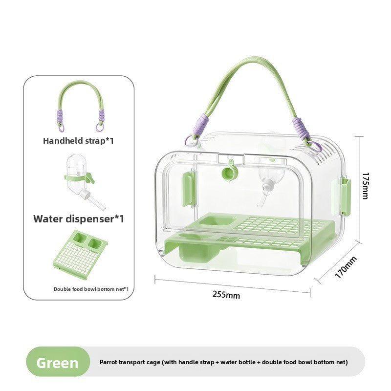 Portable Transparent Travel Bird Cage – 360 Panoramic View Lightweight Flight Carrier