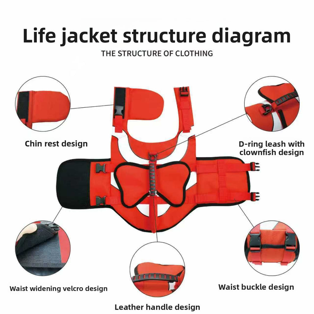 Clownfish Floating Dog Life Jacket – High-Buoyancy Safety Swim Vest For Water Activities