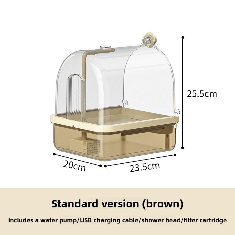 External Cage-Mount Smart Bird Bath – Wireless Sensor Automatic Water Filter Basin