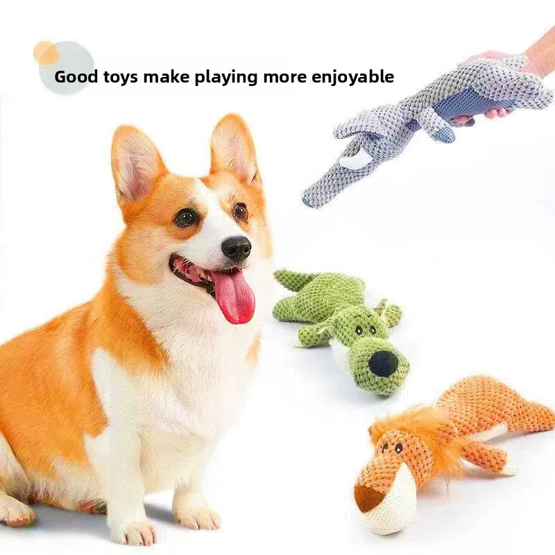 Plush Squeaky Corn-Lint Dog Toy – Heavy-Duty Molar Teething Animal Boredom Relief