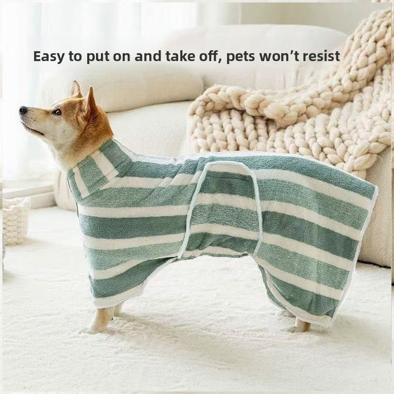 Thickened Coral Velvet Pet Bath Towel – Super Absorbent Full Body Wrapping Coat