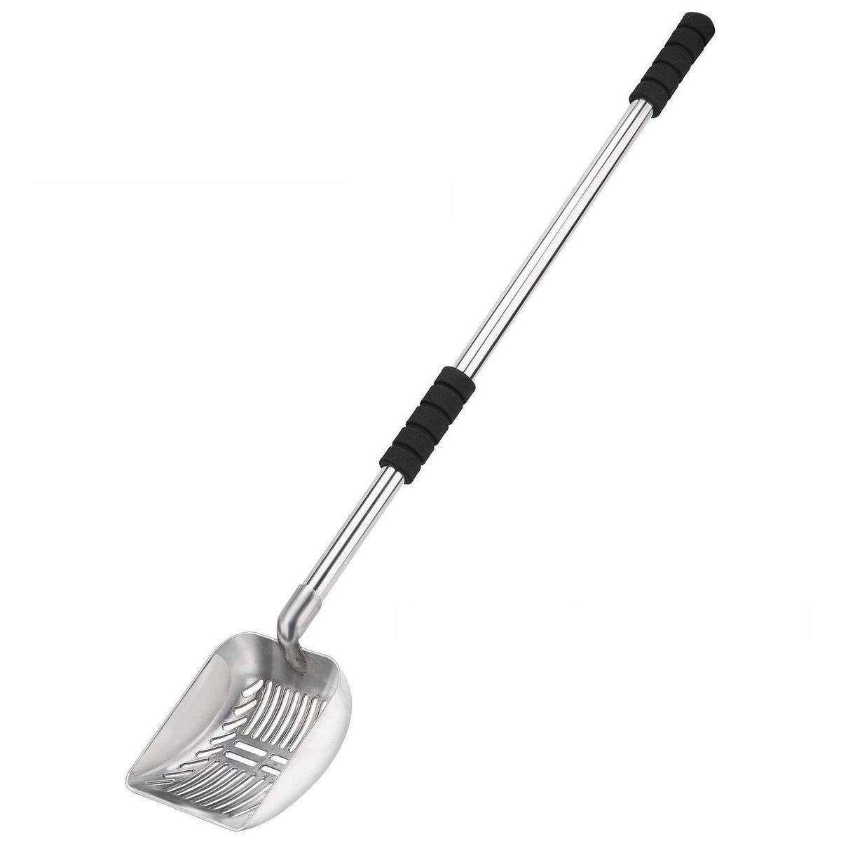 Extended Handle Aluminum Cat Litter Scoop – Ergonomic No-Bend Mesh Waste Sifter