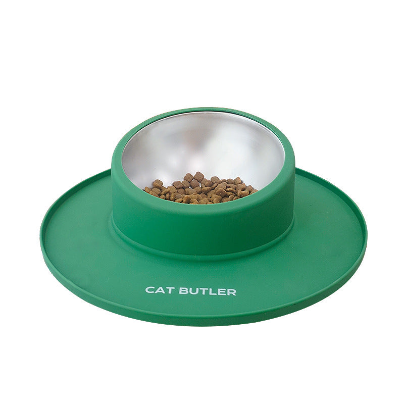Anti-Slip Dual Silicone Pet Bowl – No-Spill Elevated Food And Water Mat Station