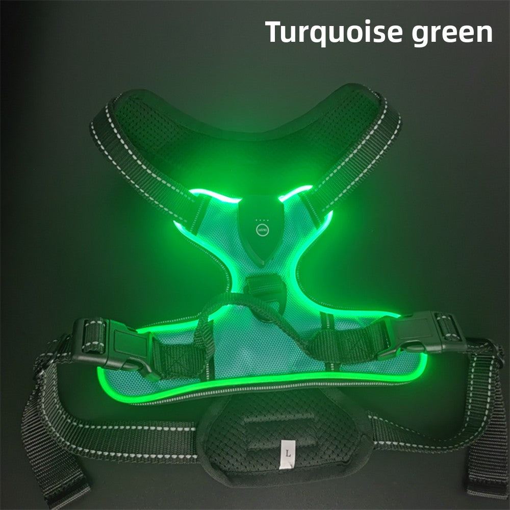 Adjustable LED Luminous Pet Chest Strap – High-Visibility Safety Night Walking Vest